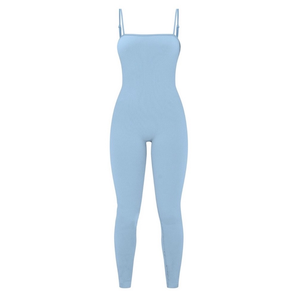 🧿SUPER SALE; PRICE FIRM
PRETTY LITTLE THING Light Blue Ribbed Maternity Jumpsuit